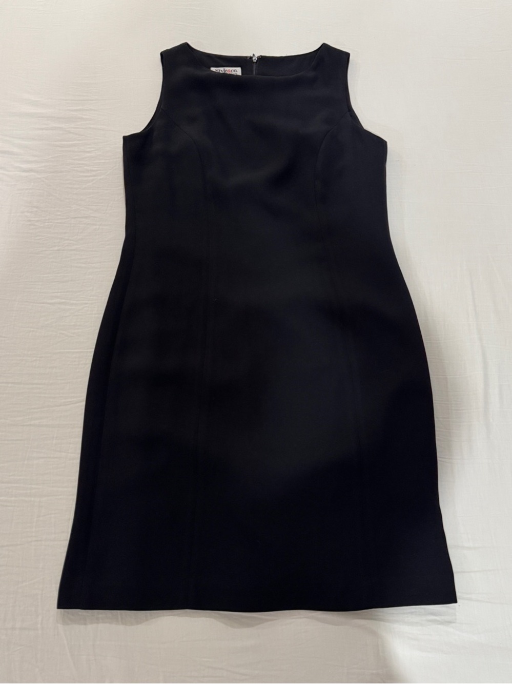 Style & Co. Black Sleeveless Midi Sheath Dress with Crew Neck